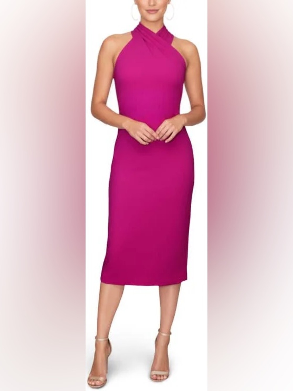 Harland Crossover Halter Midi Dress